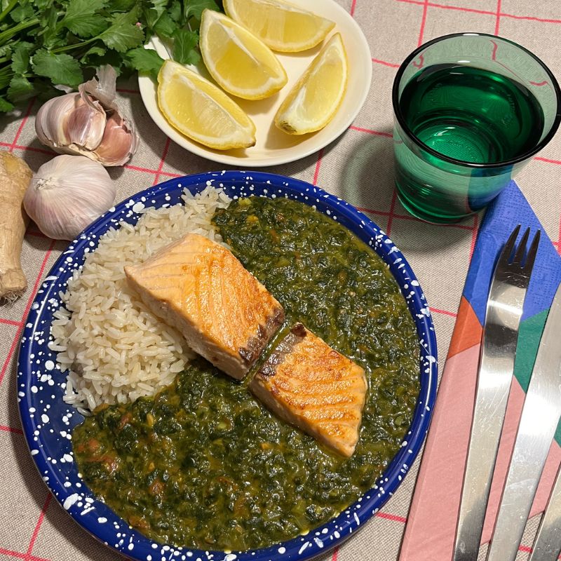 Palak Paneer mit Lachs